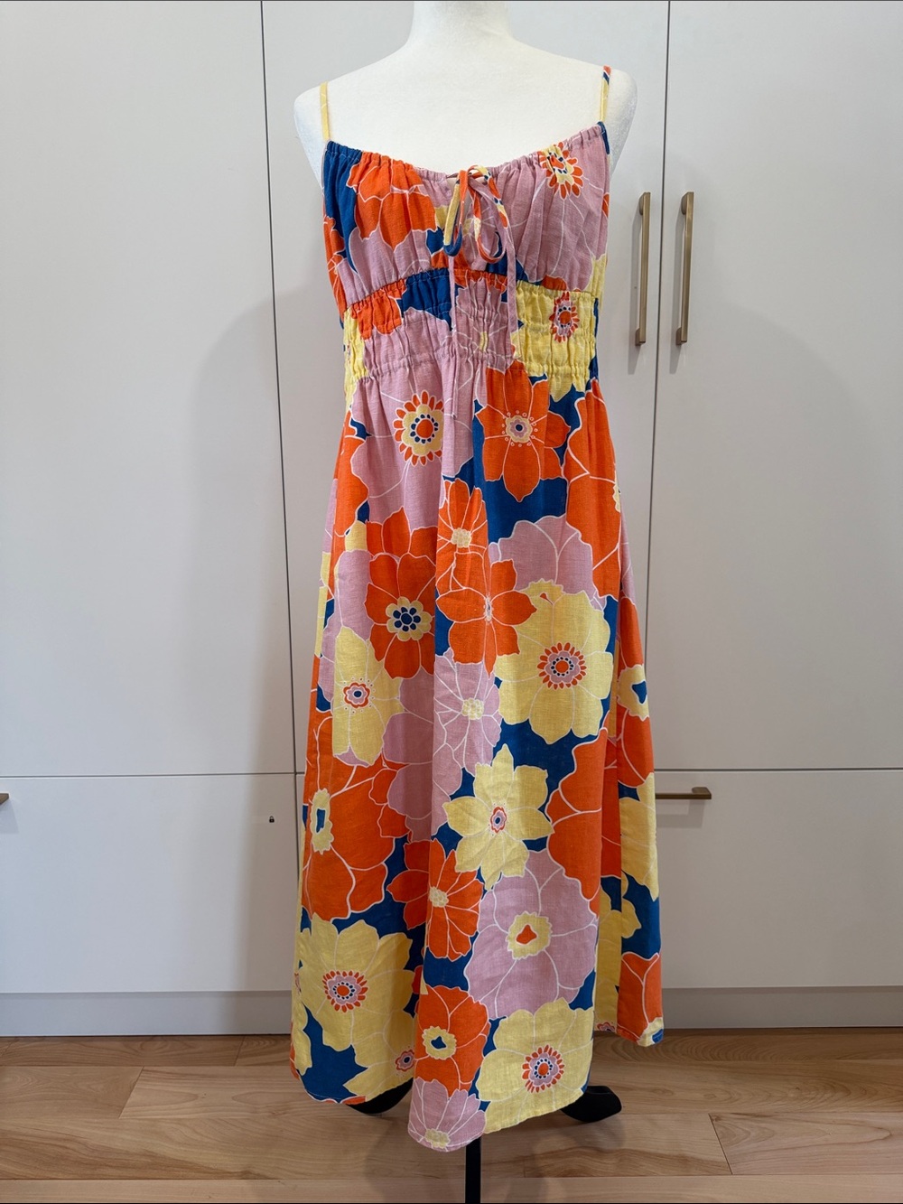 Rails Floral Tie-Front Maxi Dress in Orange, Yellow & Blue (Robe soleil 100%lin)